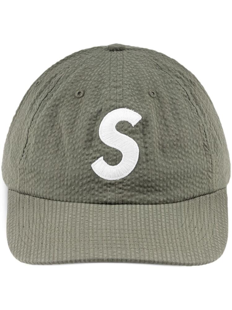 Supreme logo-embroidered seersucker baseball cap - Green Cover