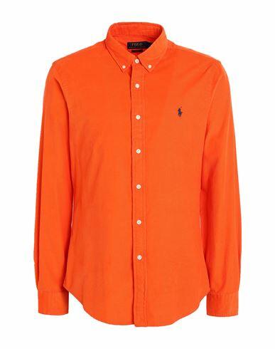 Polo Ralph Lauren Slim Fit Corduroy Shirt Man Shirt Orange Cotton Cover