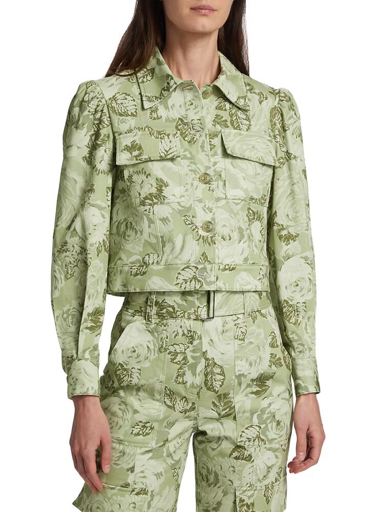 Derek Lam 10 Crosby Women's Chloe Floral Cropped Cargo Jacket - Ivy Multi Cover