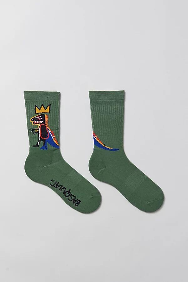 Basquiat Dino Crew Sock in Olive Cover