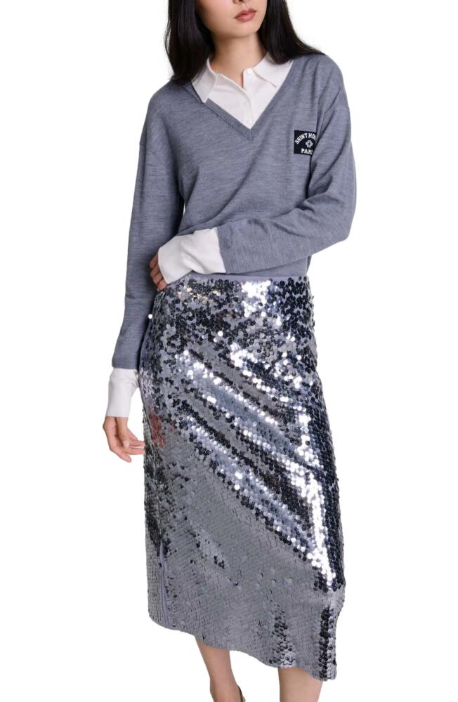 maje Knit skirt with sequins in Grey Cover