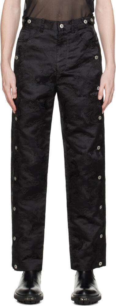 Feng Chen Wang Black Dragon Jacquard Trousers Cover