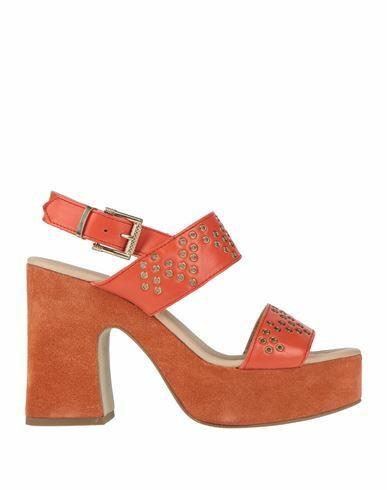 Janet & Janet Woman Sandals Orange Leather Cover