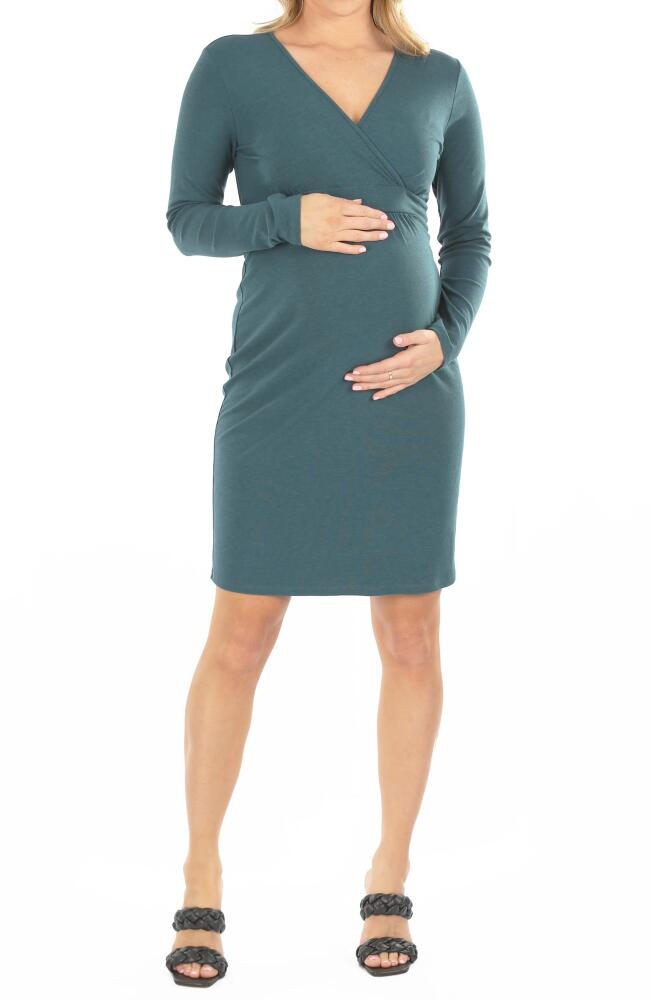 Angel Maternity Crossover Neckline Maternity/Nursing Dress in Teal Cover