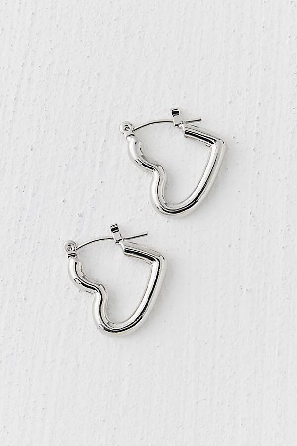 14k Gold Plated Heart Hoop Earring in Silver Cover