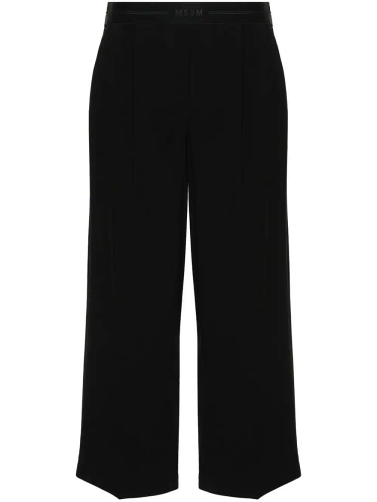 MSGM logo-waistband cropped trousers - Black Cover