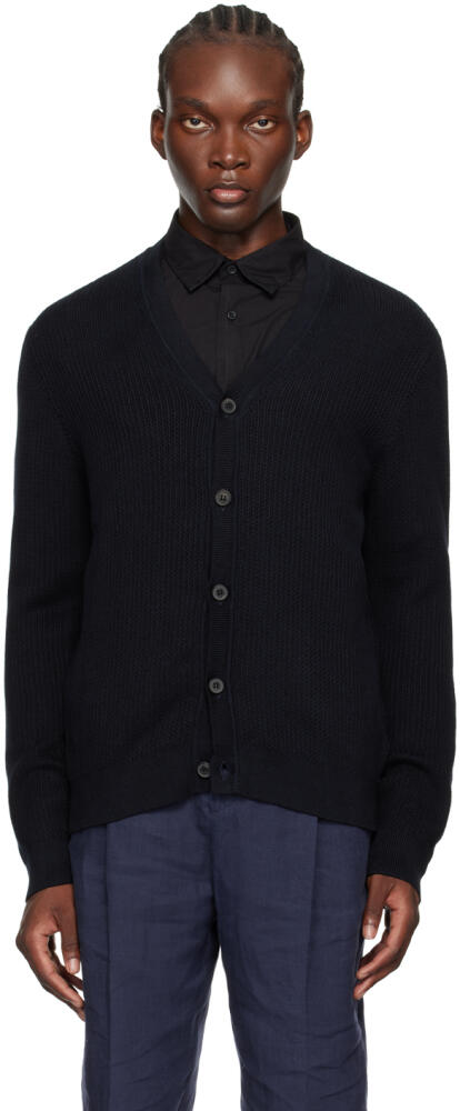 Sunspel Navy Textured Knit Cardigan Cover