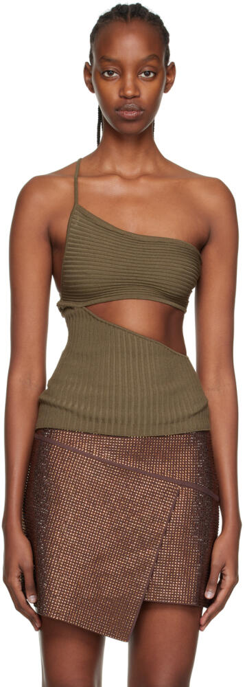 ANDREĀDAMO Khaki One Shoulder Tank Top Cover