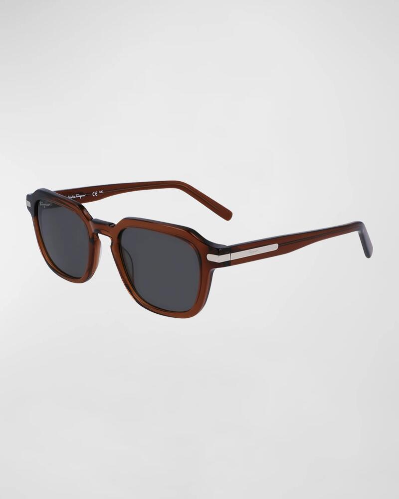 Ferragamo Men's Classic Logo Acetate Rectangle Sunglasses Cover