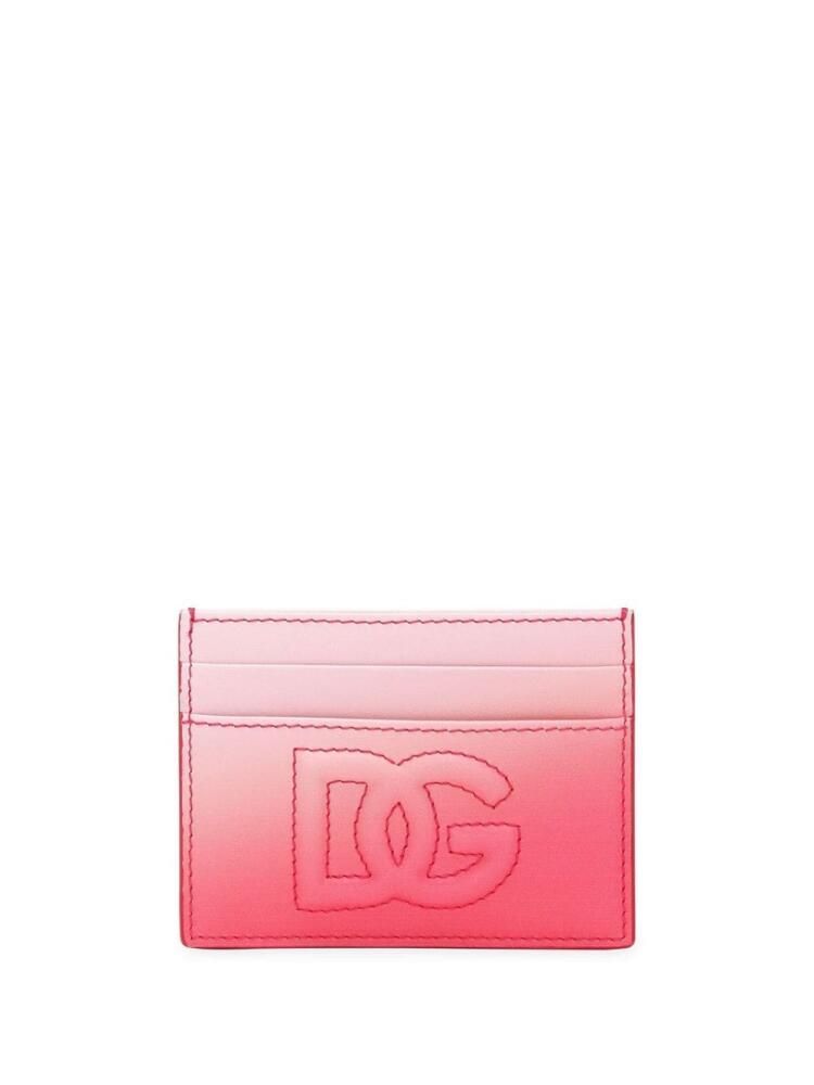 Dolce & Gabbana logo-embroidered ombré-effect cardholder - Pink Cover