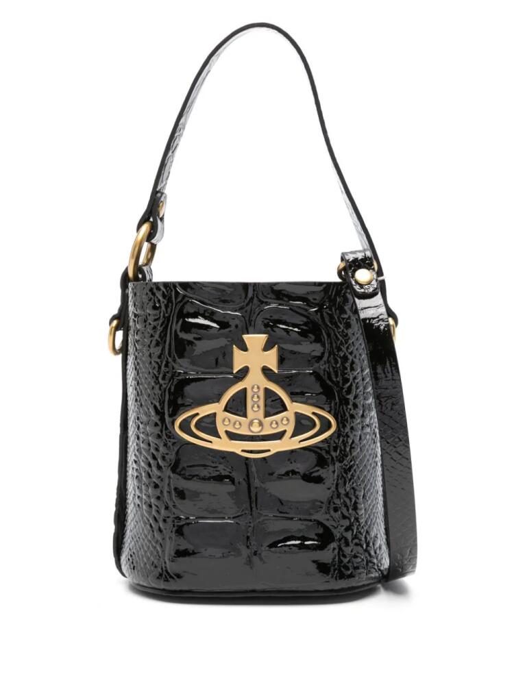 Vivienne Westwood Daisy embossed-leather bucket bag - Black Cover