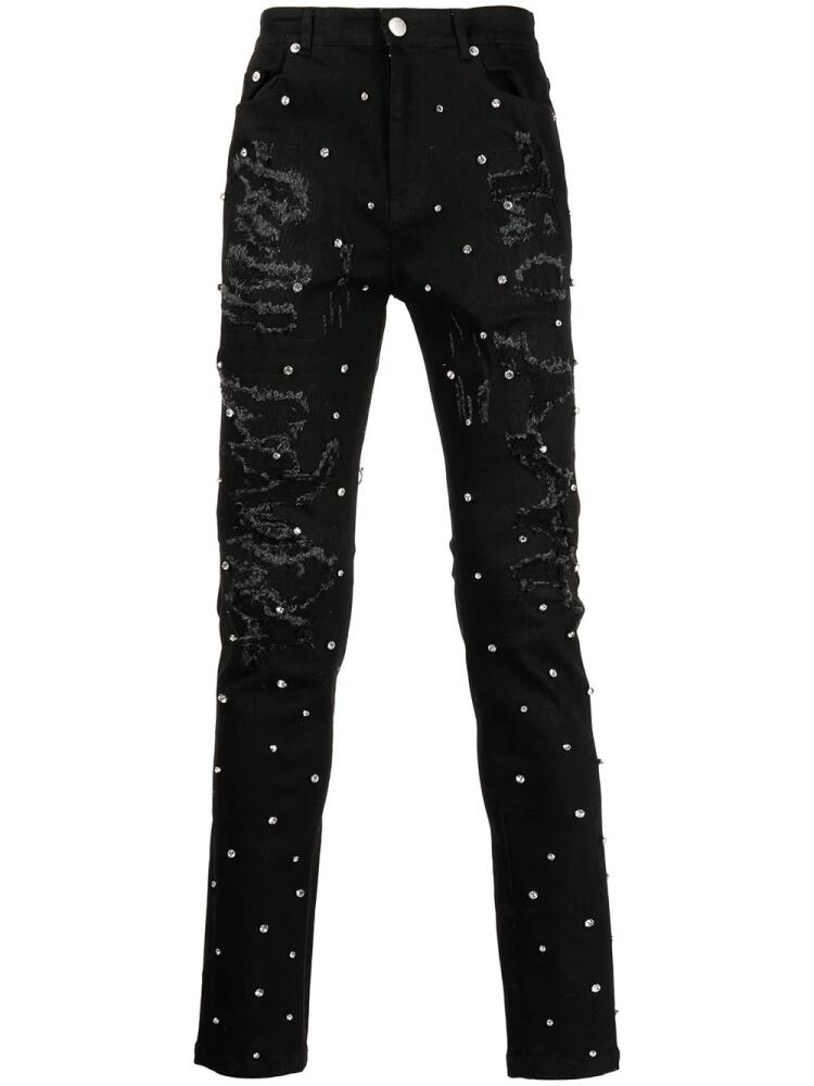 God's Masterful Children Apocalypse distressed crystal-embellished jeans - Black Cover