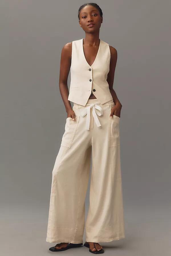 Maeve La Ponche Linen Pull-On Wide-Leg Pants Cover