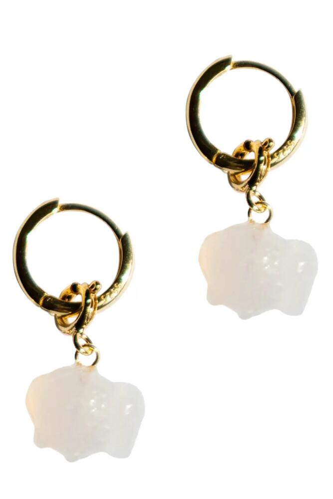 seree Zodiac collection Aries Jade stone charm earrings in White Cover