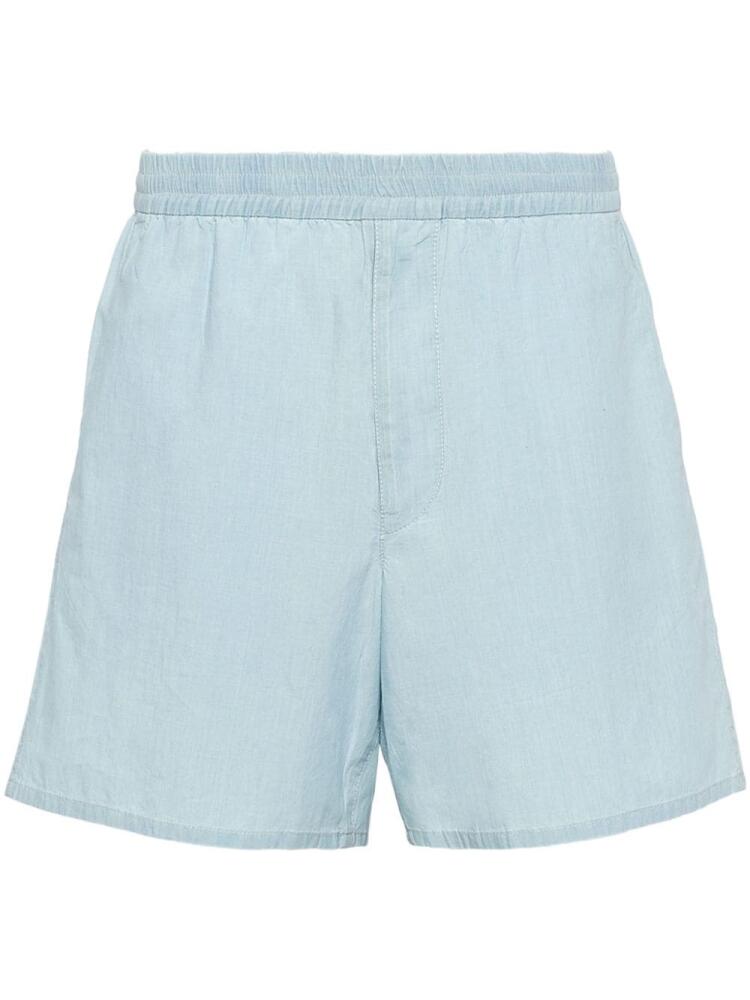 Prada triangle-patch elasticated-waist shorts - Blue Cover