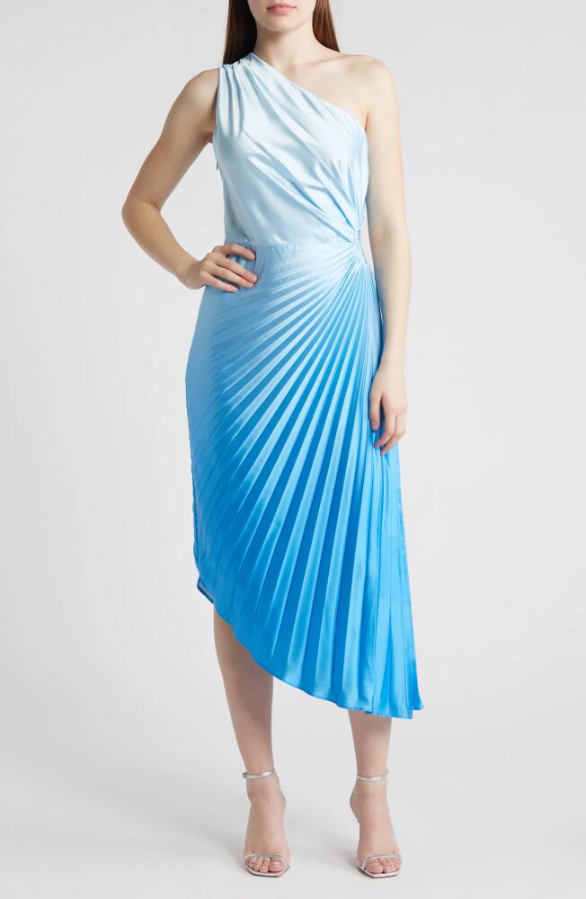 Adelyn Rae Madina Ombré Pleated One-Shoulder Dress in Blue Cover