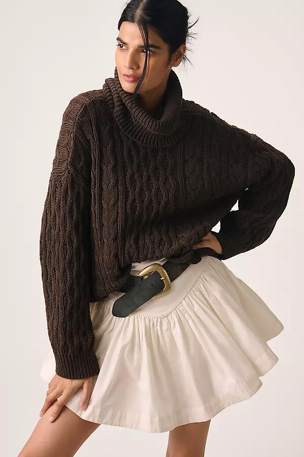 Pilcro Oversized Turtleneck Cable Sweater Cover