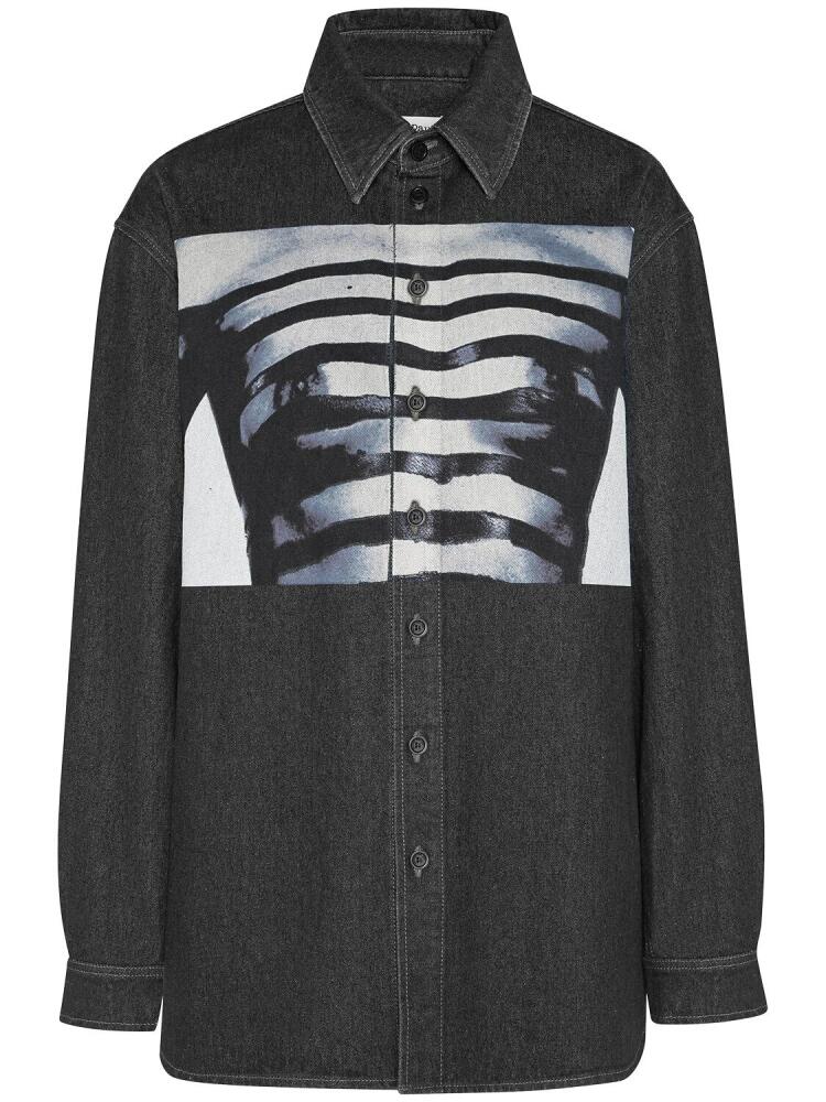 JEAN PAUL GAULTIER Body Printed Denim Oversize Shirt Cover