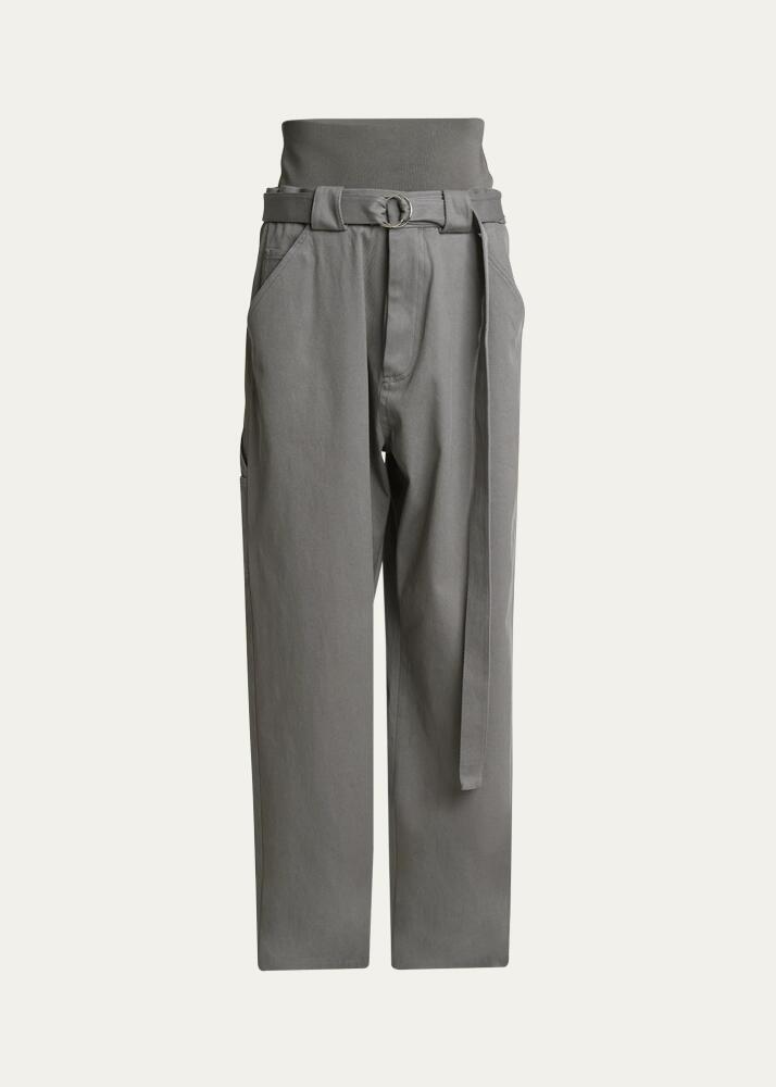 ALAIA Wide-Leg Cargo Trousers with Knit Band Cover