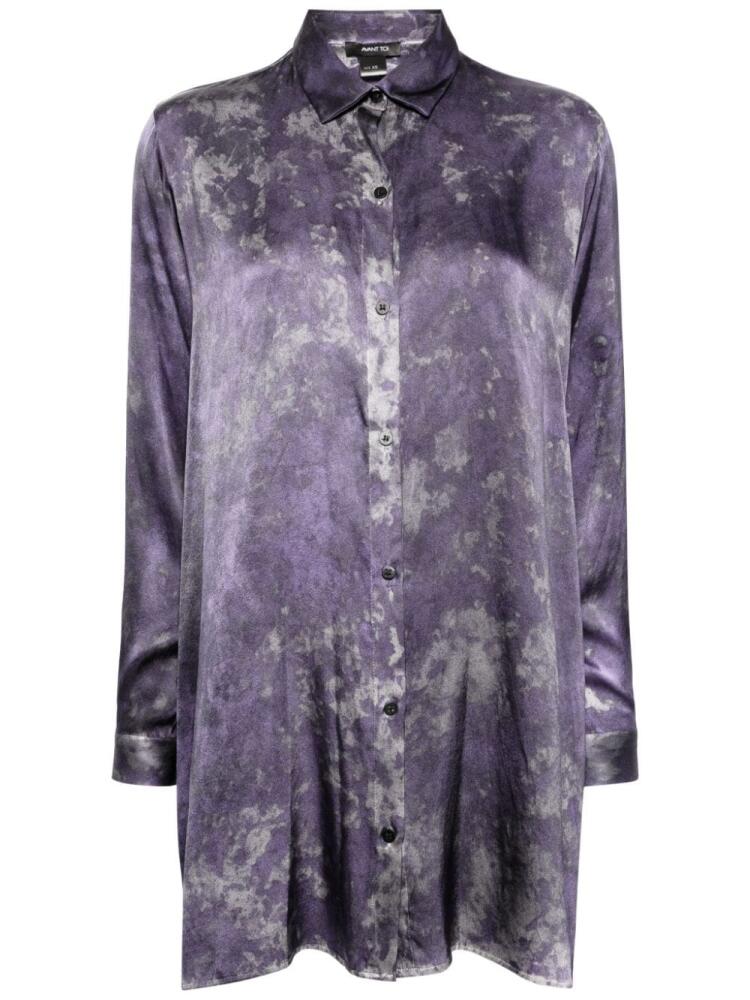 Avant Toi camouflage print silk-blend shirt - Purple Cover