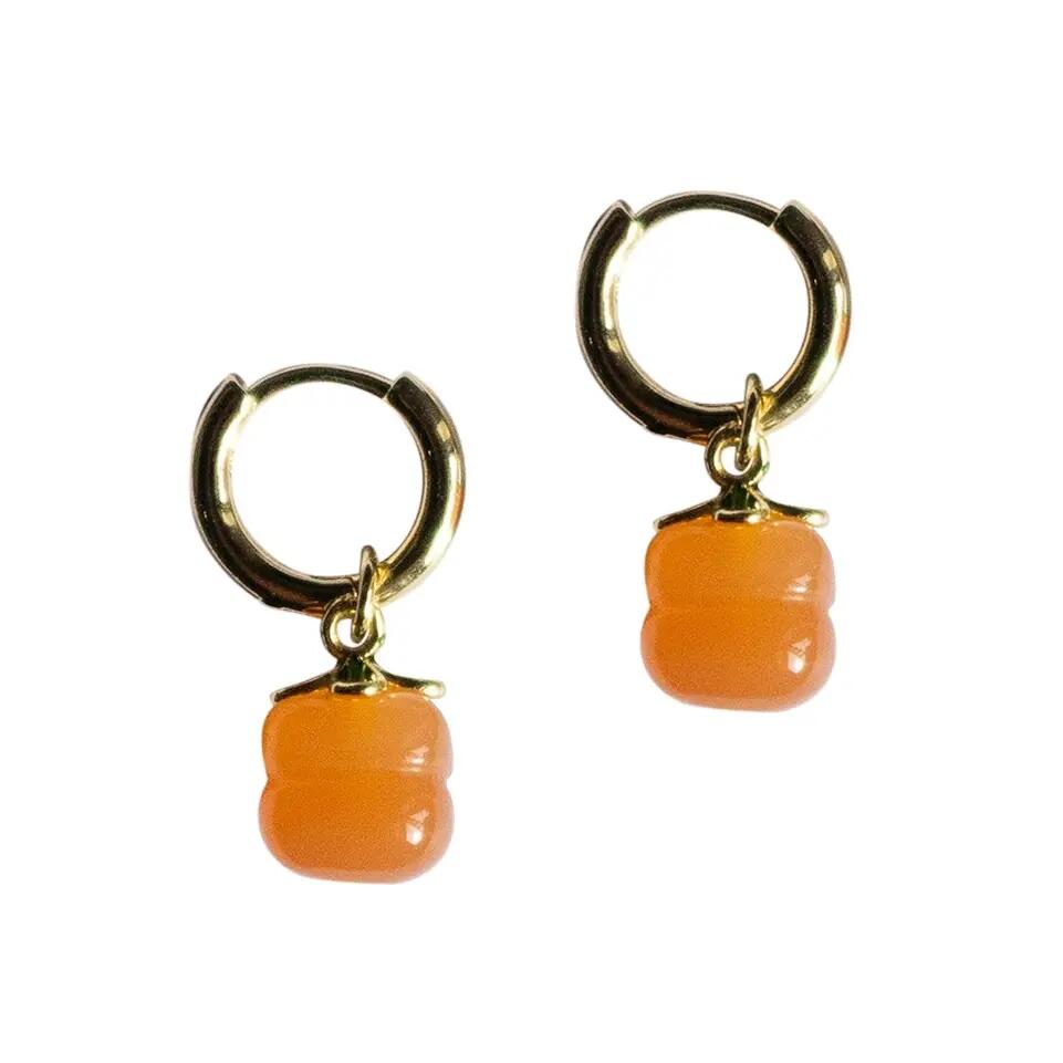 seree Harvest Persimmon Jade stone charm earrings in Pink Cover