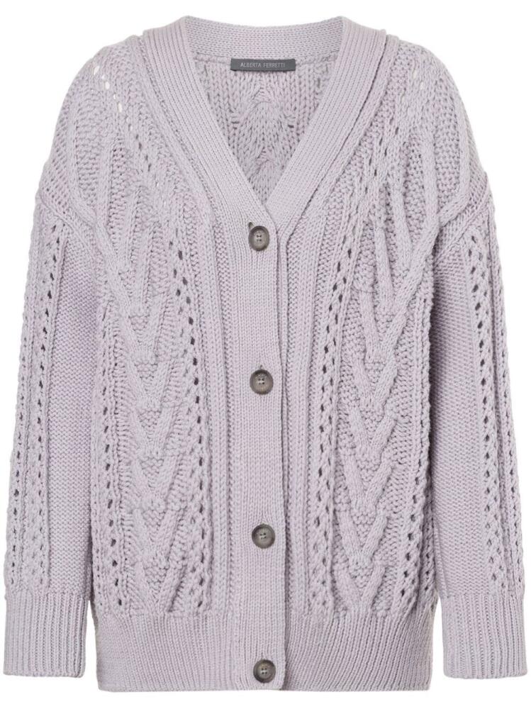 Alberta Ferretti V-neck cable-knit cardigan - Grey Cover