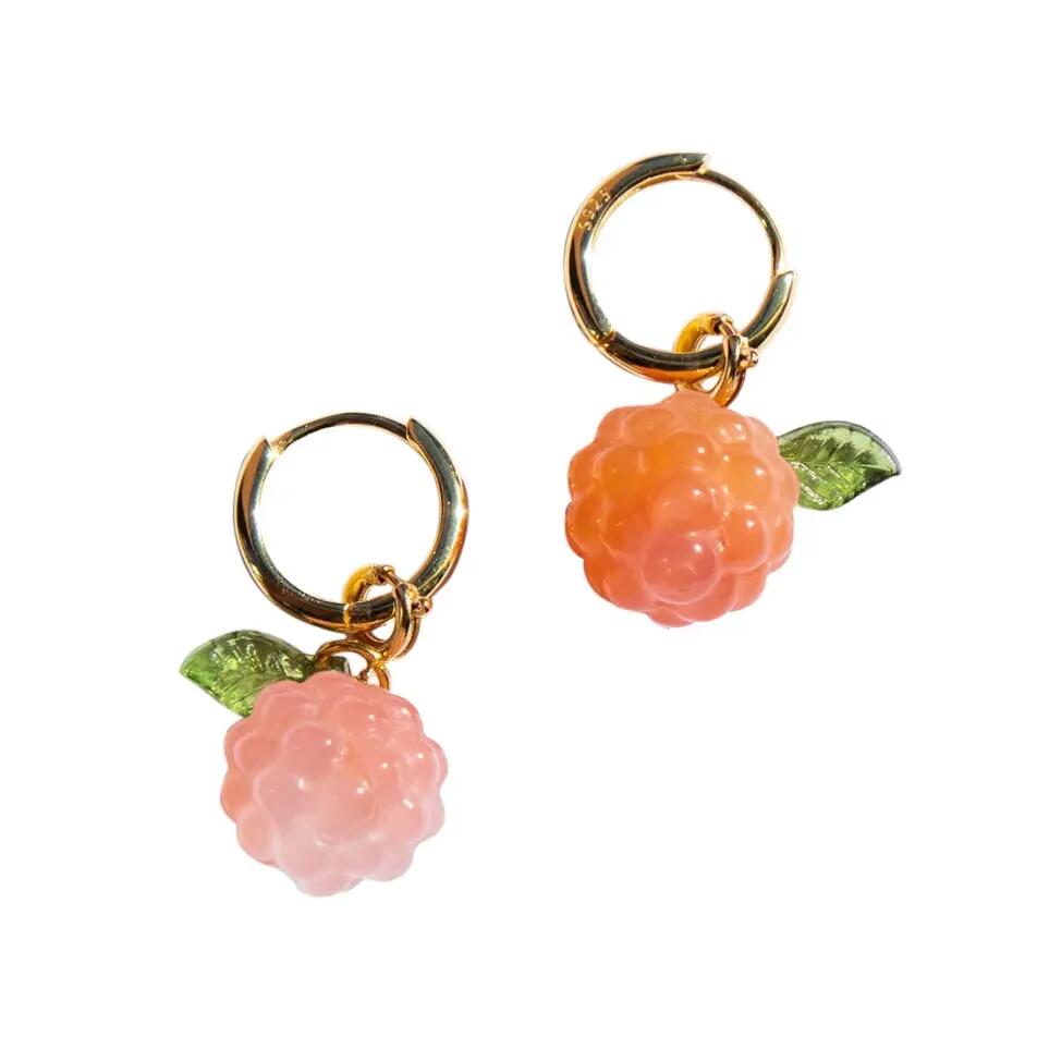 seree Harvest Raspberry Jade stone charm earrings in Pink Cover