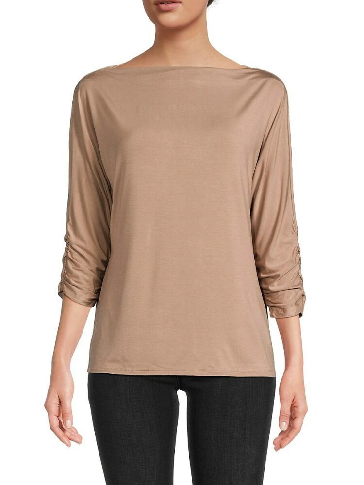 gibsonlook Women's Cinch Sleeve Top - Khaki Cover