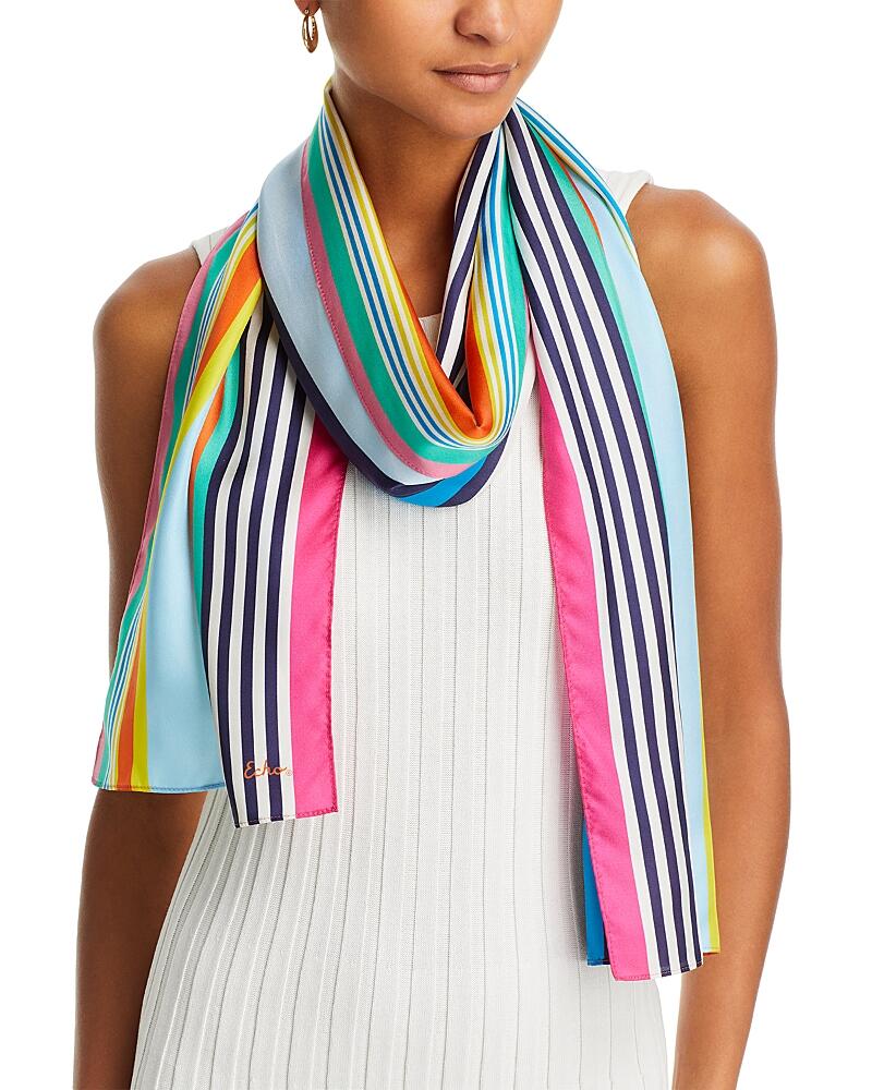 Echo Tropic Stripe Silk Oblong Scarf Cover