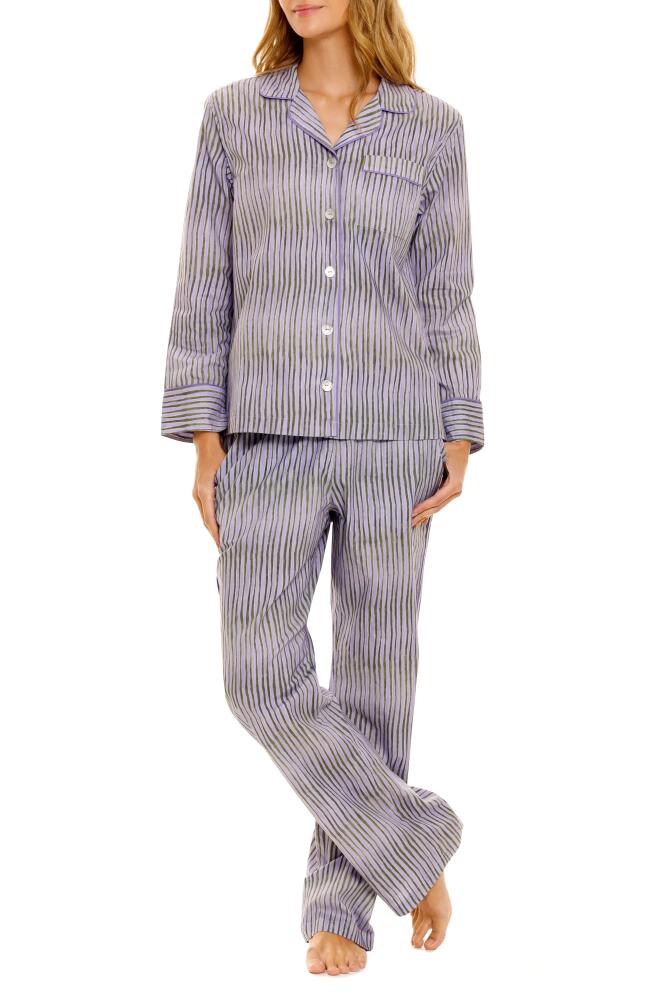 The Lazy Poet Emma Seagrass & Waves Cotton Pajamas in Purple Cover