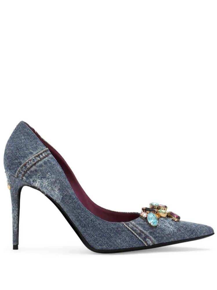 Dolce & Gabbana denim-patchwork leather pumps - Blue Cover