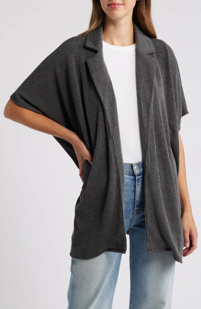 Bobeau Ribbed Cape Cardigan in Black Cover