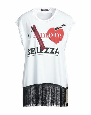 Dolce & gabbana Woman T-shirt White Cotton, Viscose, Polyester, Metallic fiber, Polyamide Cover