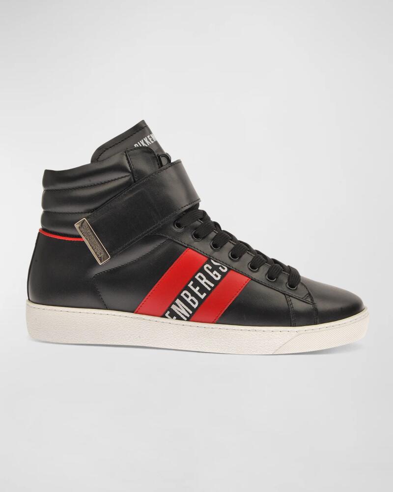 Bikkembergs Men's Logo High-Top Leather Sneakers Cover