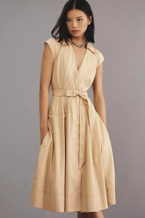 By Anthropologie Short-Sleeve V-Neck Wrap Midi Shirt Dress Cover