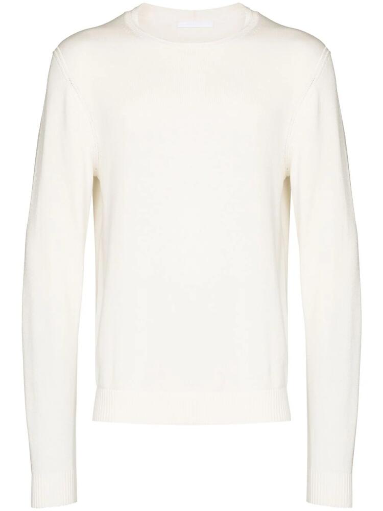 Helmut Lang embossed logo crewneck jumper - White Cover