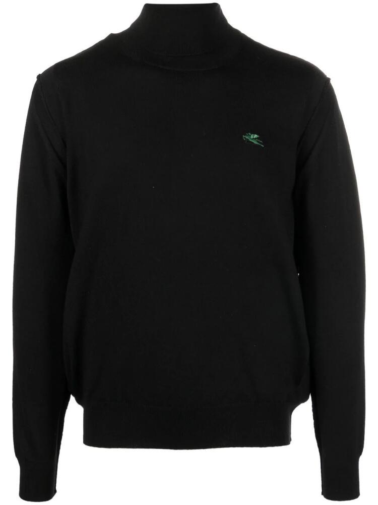 ETRO logo-embroidered roll-neck jumper - Black Cover