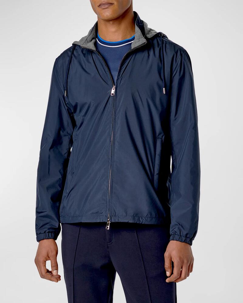 Bugatchi Men's Wind-Resistant Jacket with Detachable Hood Cover