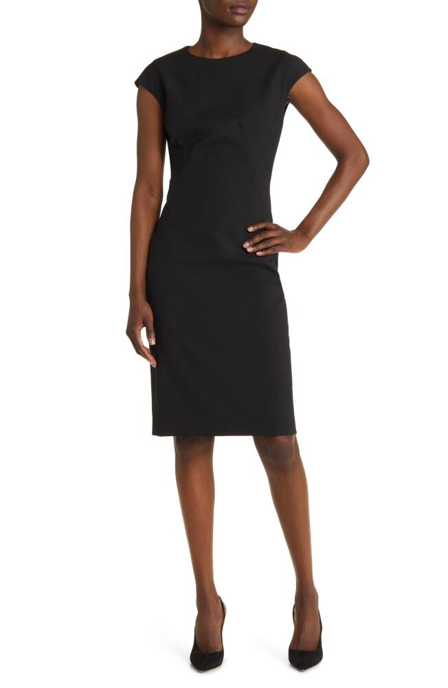 BOSS Dironah Virgin Wool Sheath Dress in Black Cover