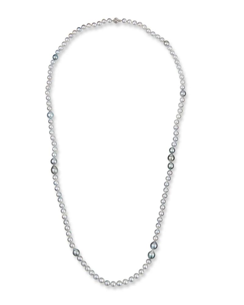 Belpearl 18k White Gold Long Silver, Blue & Gray Pearl Necklace, 40"L Cover