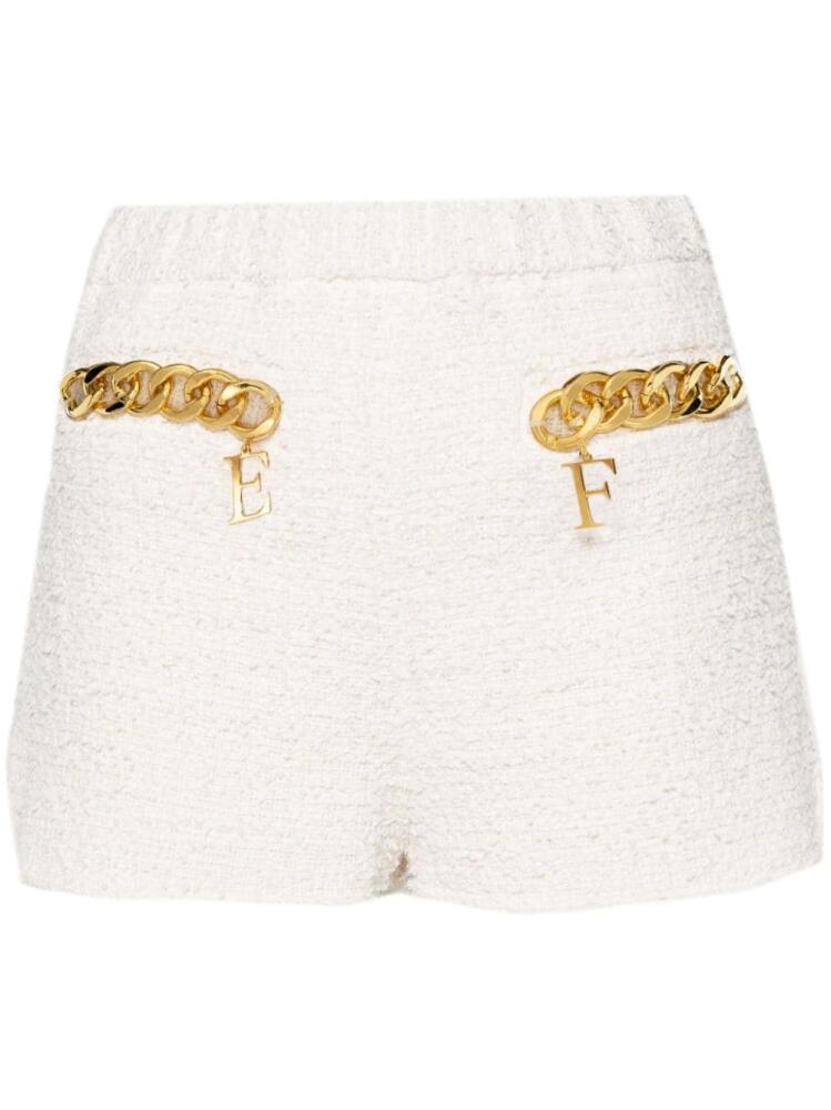 Elisabetta Franchi chain-detail tweed mini shorts - White Cover