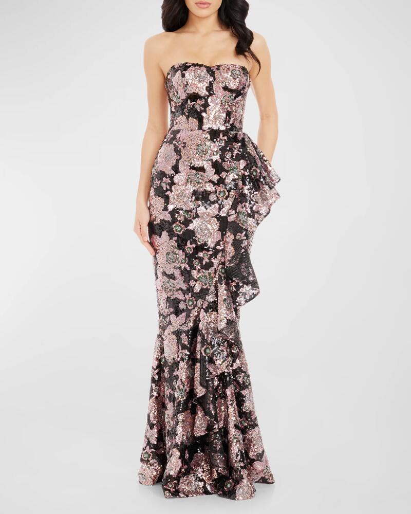 Dress the Population Black Label Jona Strapless Floral Sequin Mermaid Gown Cover