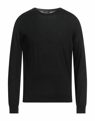 Arovescio Man Sweater Black Merino Wool, Silk Cover