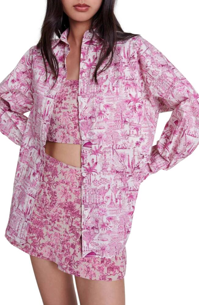 maje Oversize patterned shirt in Paris Pink Print Cover