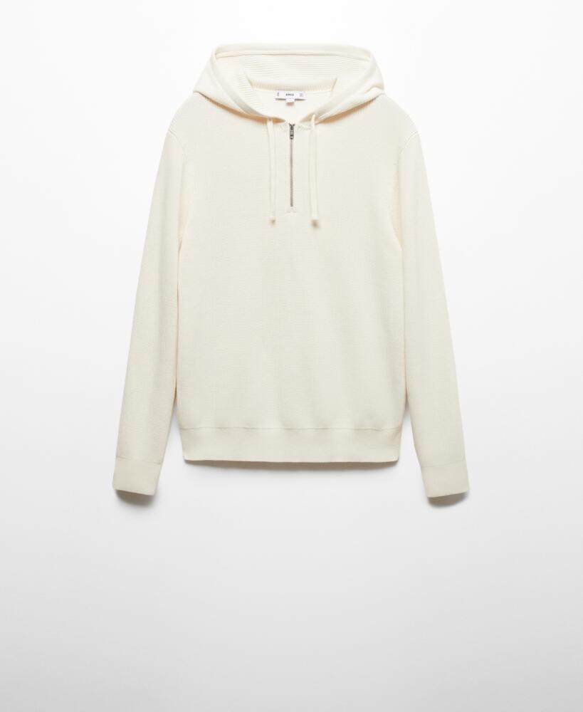 Mango Men's Hooded Knit Sweatshirt - Off White Cover