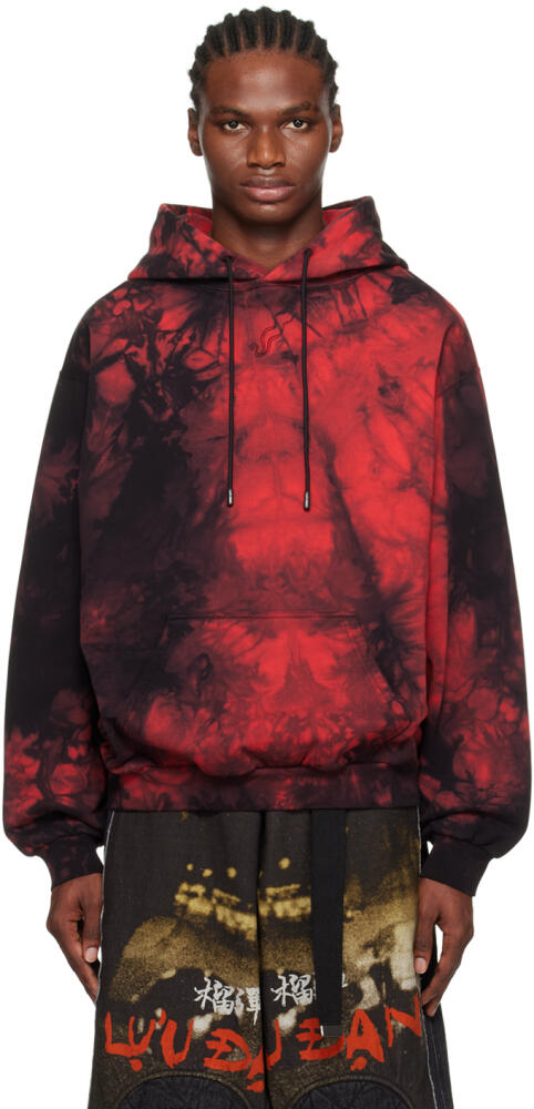 LU'U DAN Red & Black Bleached Ink Hoodie Cover