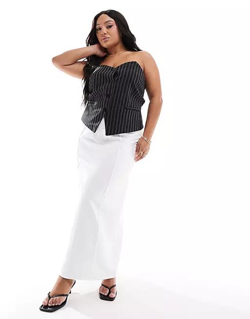 4th & Reckless Plus exclusive maxi seam detail skirt in white Cover