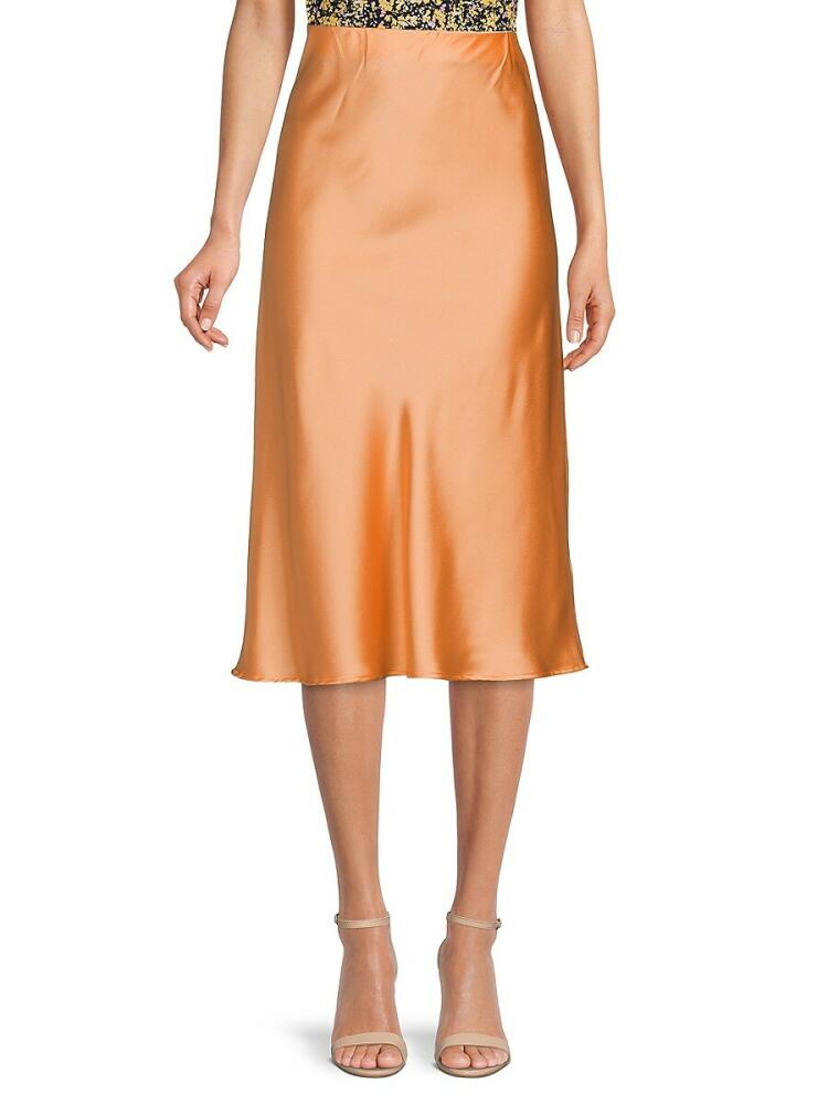 Renee C. Women's Satin Midi Skirt - Melon Cover