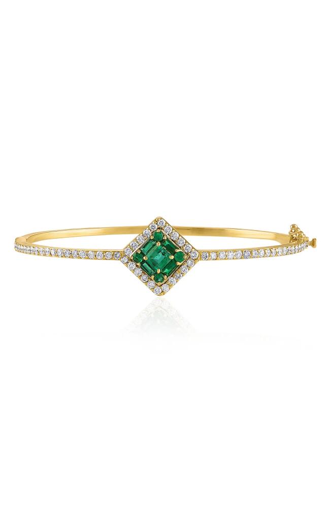 Mindi Mond Clarity Cube Emerald & Diamond Hinge Bracelet in Dia/18K Yg Cover