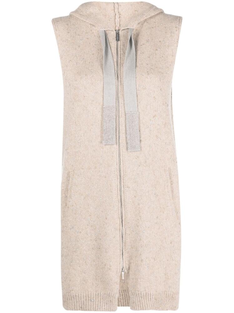 Fabiana Filippi drawstring-hood knitted vest - Neutrals Cover